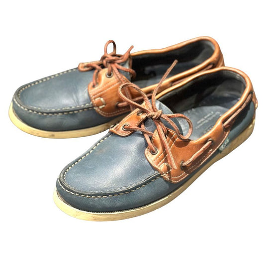 パラブーツ レザーデッキシューズ バース ブルーブラウンコンビ  メンズ UK8 PARABOOT デッキシューズ 約26.5cm【LA】【中古】