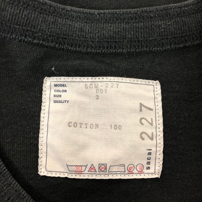 中古◆サカイ 半袖Tシャツ コットン ジャージー ブラック サイズ3 メンズ SCMｰ227 Sacai 【AFA24】