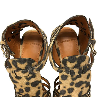 ジバンシー ヒールサンダル オープントゥ スエード ハラコ レディース サイズ37 GIVENCHY 約24.0cm【AFD4】