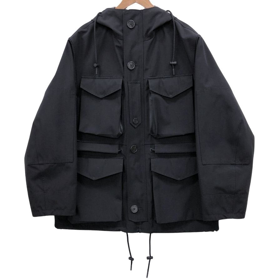 極美品◆セオリー ナイロンフーデッドジャケット ドローコード ブラック サイズM メンズ theory 【AFB56】