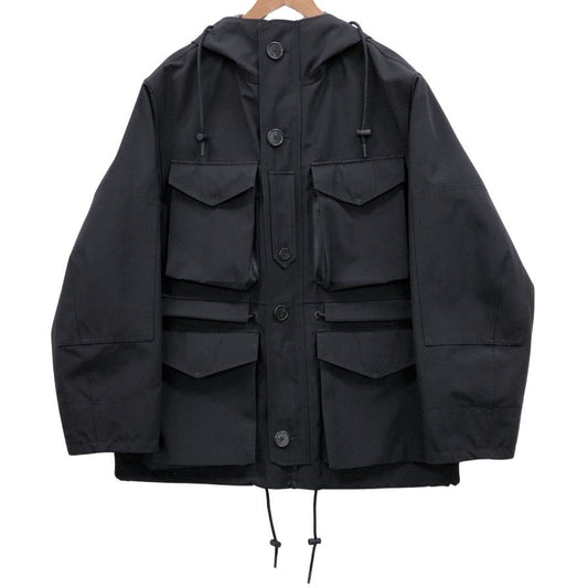 極美品◆セオリー ナイロンフーデッドジャケット ドローコード ブラック サイズM メンズ theory 【AFB56】