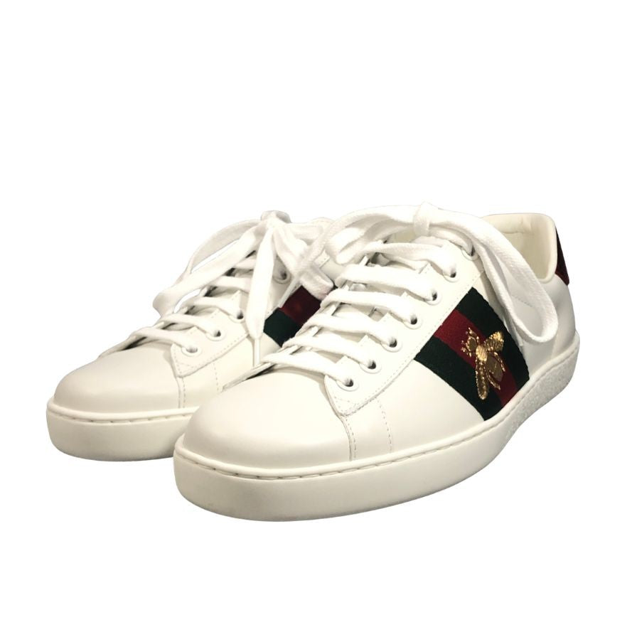グッチ ローカットスニーカー エース 429446  BEE刺繍 メンズ ホワイト サイズ6 GUCCI 約25.0cm【AFD9-2】
