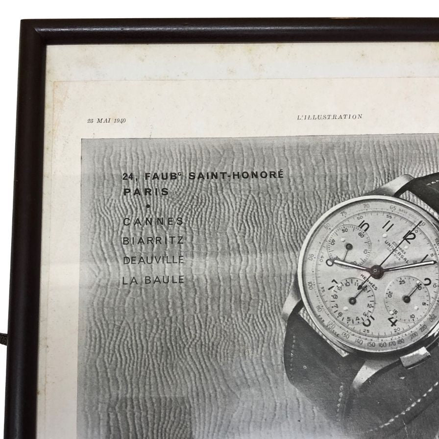 エルメス ポスター COMPAX 時計 1940年代  ヴィンテージ 額付き HERMES【AFE13】【中古】
