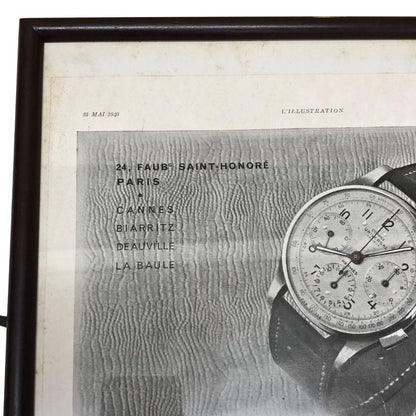 エルメス ポスター COMPAX 時計 1940年代  ヴィンテージ 額付き HERMES【AFE13】【中古】