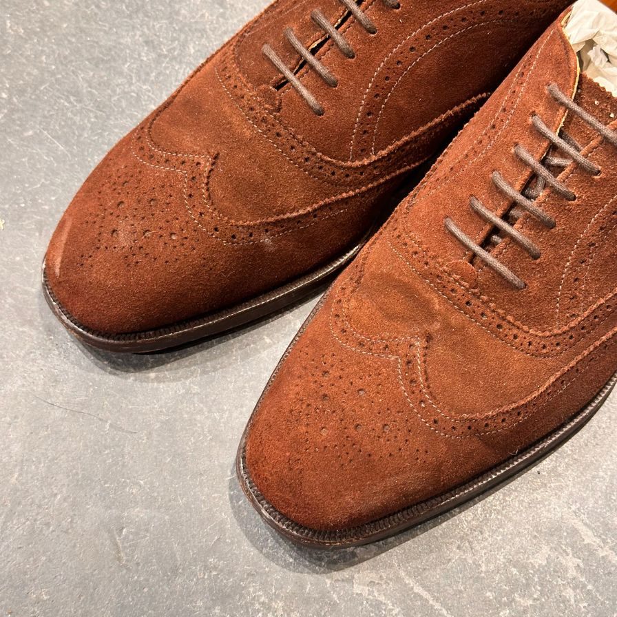 グレンソン レザーシューズ 6381 フルブローグ スエード ブラウン サイズUK6.5F メンズ GRENSON ビジネスシューズ 約25.0cm【LA】【中古】