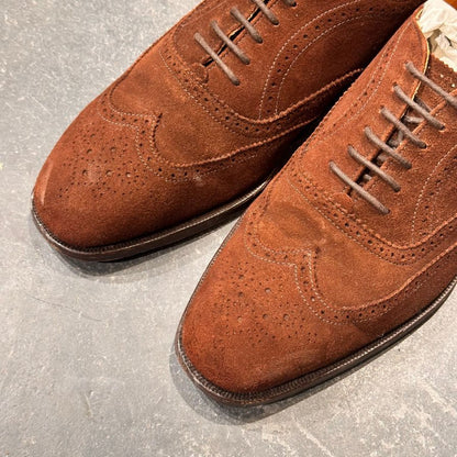 グレンソン レザーシューズ 6381 フルブローグ スエード ブラウン サイズUK6.5F メンズ GRENSON ビジネスシューズ 約25.0cm【LA】【中古】