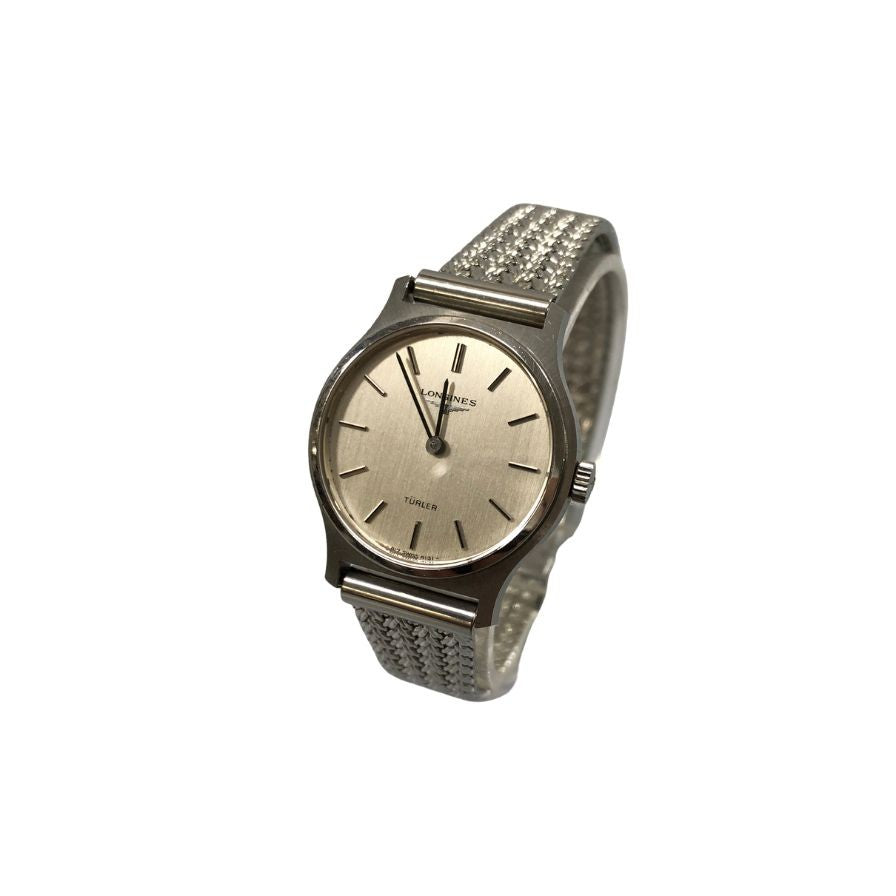 ロンジン チューラー 手巻き 腕時計 メッシュベルト メンズ シルバー 白文字盤 longines【AFB55】