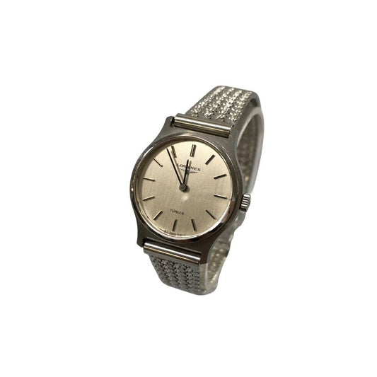 ロンジン チューラー 手巻き 腕時計 メッシュベルト メンズ シルバー 白文字盤 longines【AFB55】