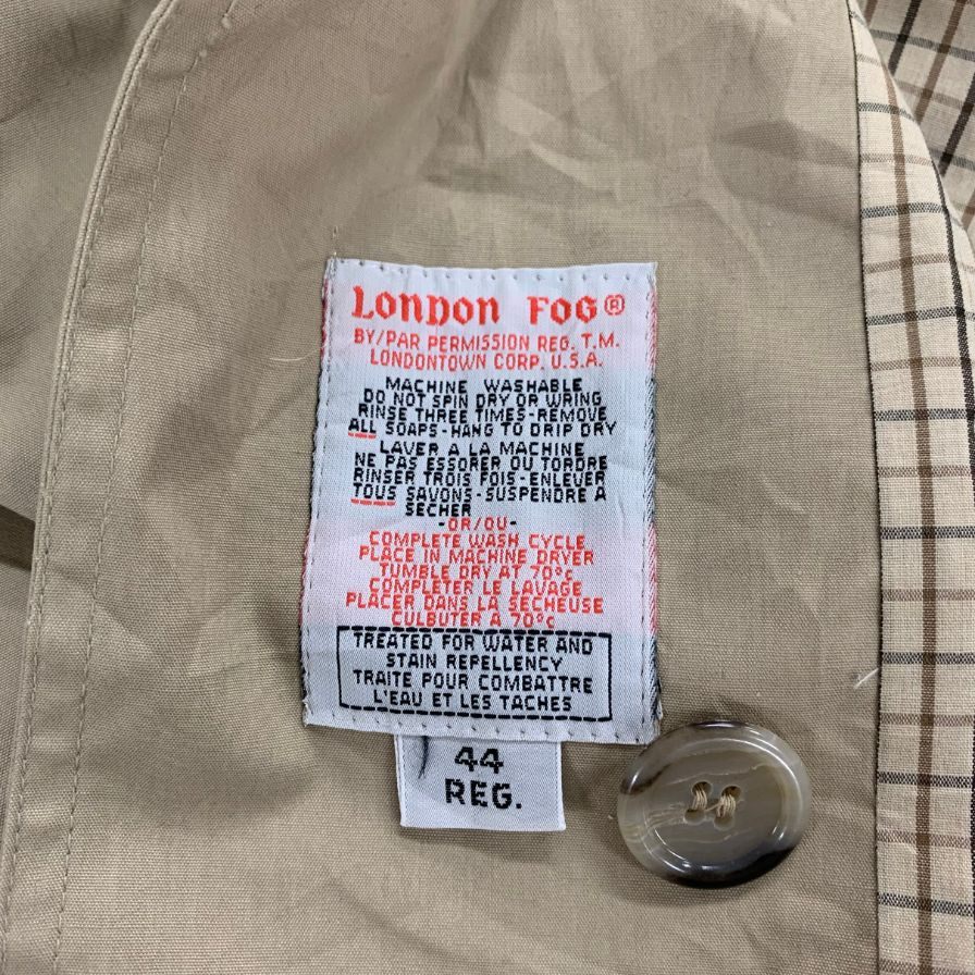 美品◆ロンドンフォグ バルカラーコート 70S USA製 裏地チェック ベージュ メンズ サイズ 44 LONDON FOG 【AFA17】