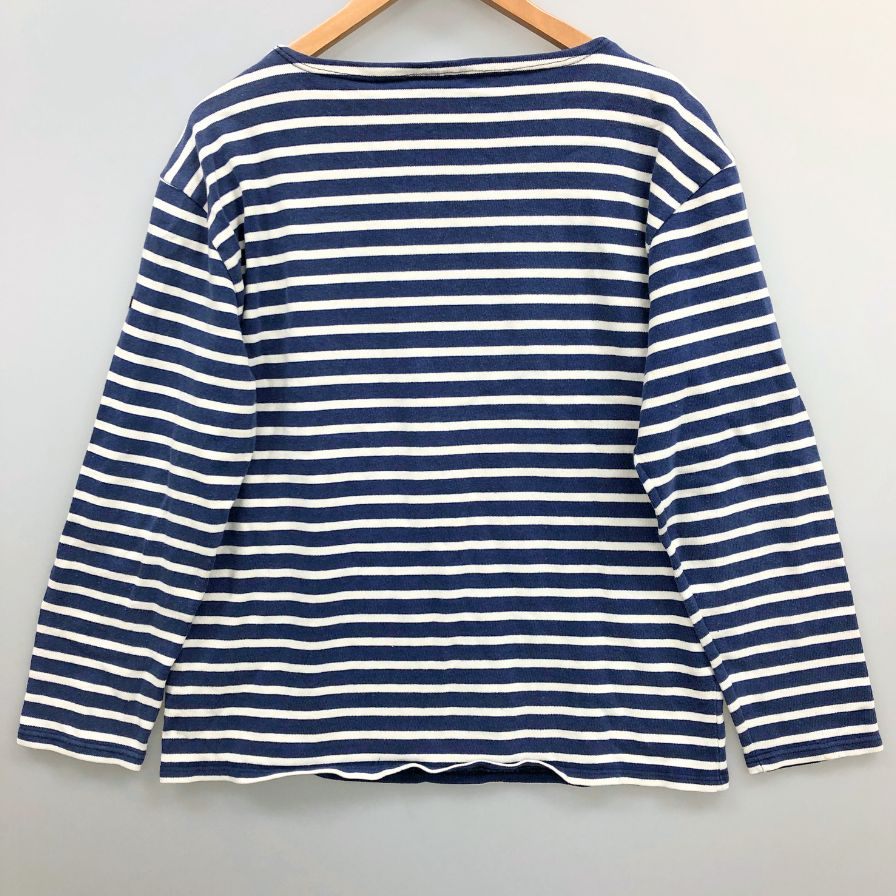 中古◆セントジェームス バスクシャツ ボートネック 長袖 コットン 90s 旧タグ フランス製 ブルー メンズ サイズM SAINT JAMES 【AFB18】