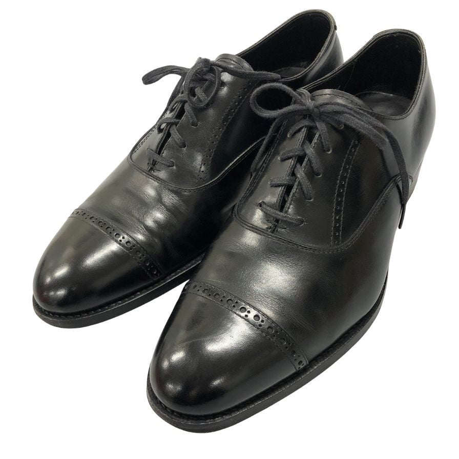 三陽山長 レザーシューズ 弦六郎 パンチドキャップトゥ R2010ラスト メンズ サイズ7.5 ブラック sanyoyamacho GENROKURO 約25.5cm【AFC3】