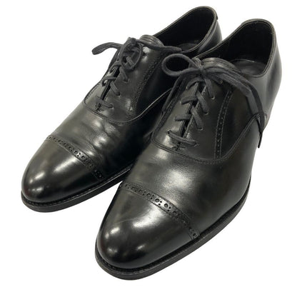 三陽山長 レザーシューズ 弦六郎 パンチドキャップトゥ R2010ラスト メンズ サイズ7.5 ブラック sanyoyamacho GENROKURO 約25.5cm【AFC3】