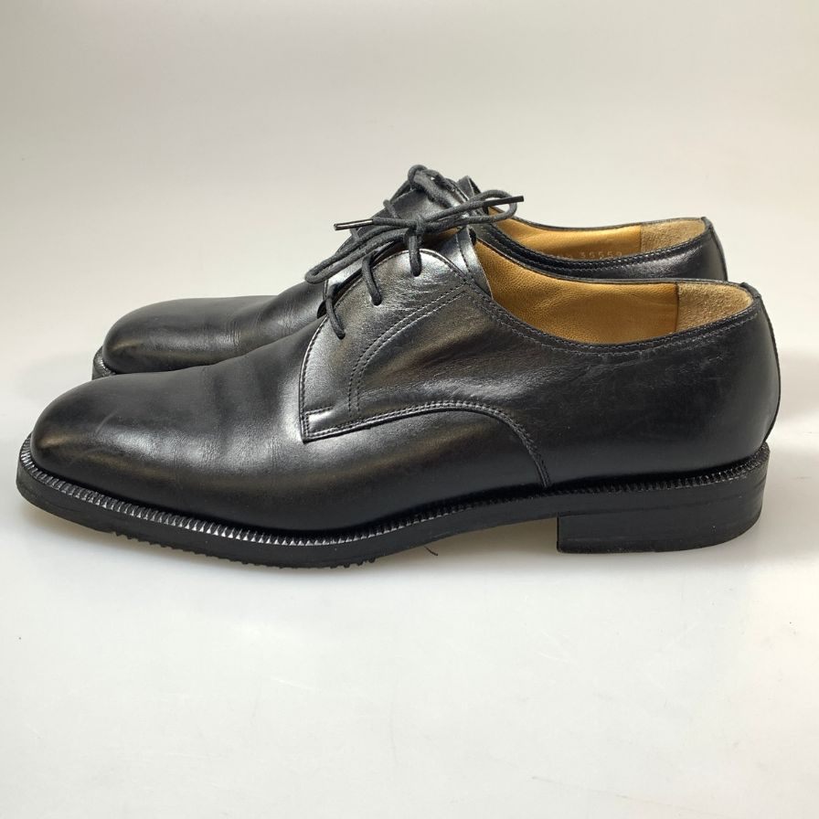 モレスキー レザーシューズ 33221 Vフロント プレーントゥ カーフ ブラック サイズUK8.5 メンズ MORESCHI 約26.5cm【PTM1】