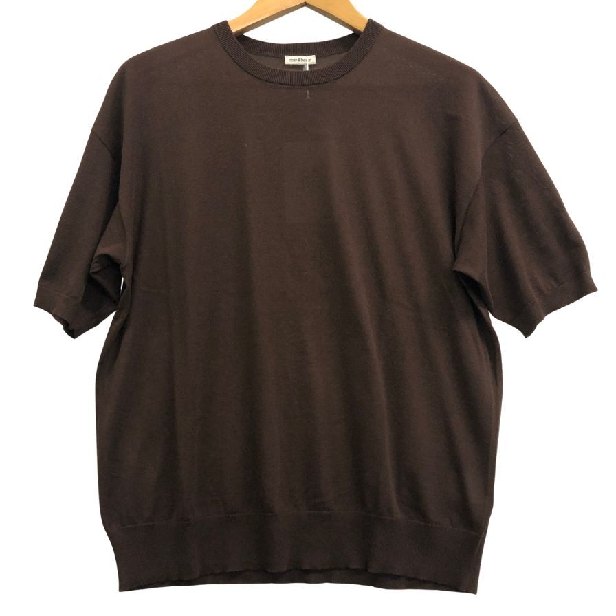 極美品◆キャッシュ＆バルバ シーアイランドコットン クルーネックニット Tシャツ ブラウン レディース サイズ2 cash&barba 【AFB15】