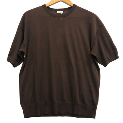 極美品◆キャッシュ＆バルバ シーアイランドコットン クルーネックニット Tシャツ ブラウン レディース サイズ2 cash&barba 【AFB15】
