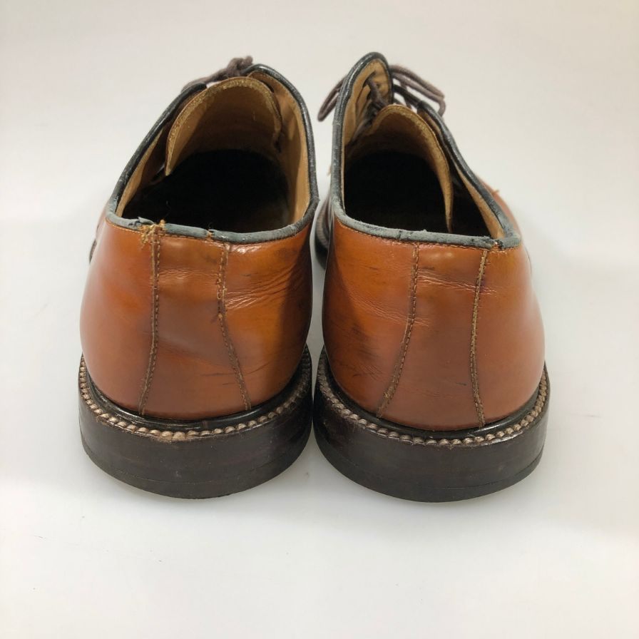 ヤンコ レザーシューズ プレーントゥ ガラスレザー 外羽根 メンズ サイズ7.5 ブラウン YANKO 約26.5cm【AFC52】