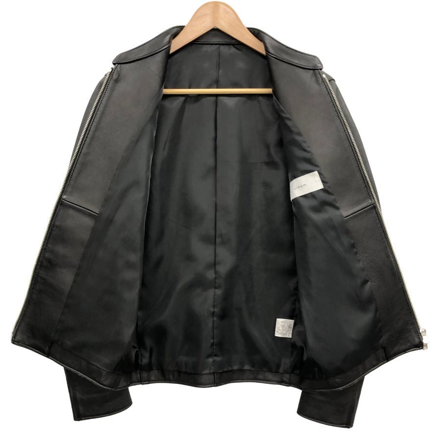美品◆リドム シングルライダース ジャケット ジップアップ 本革 羊革 ラムレザー サイズS メンズ ブラック  LIDnM 【AFB5】