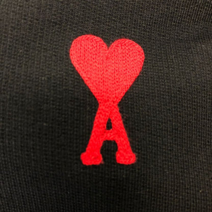 中古◆アミ アレクサンドルマテュッシ パーカー スウェット フーディー プルオーバー ハートロゴ刺繍 ブラック メンズ Lサイズ AMI Alexandre Mattiussi 【AFA17】