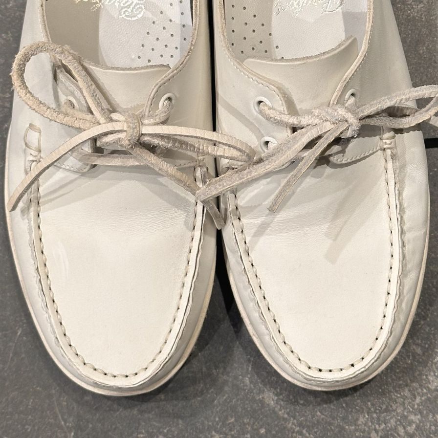 パラブーツ アーペントル別注 1018 Uチップ ホワイト カーフ サイズUK6 PARABOOT デッキシューズ 約24.5cm【LA】【中古】