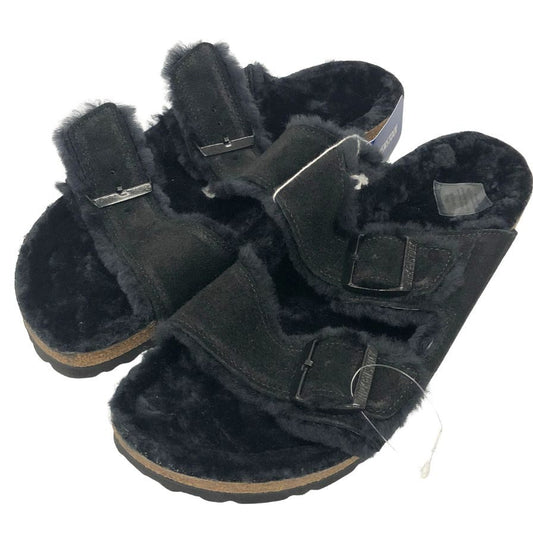 ビルケンシュトック サンダル アリゾナ シアリング スエード ブラック ボア ファー サイズ42 27.0cm メンズ ブラック BIRKENSTOCK  約27.0cm【LA】【中古】