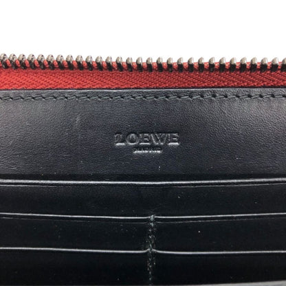 ロエベ 長財布 アナグラム ラウンドジップ エンボス レッド LOEWE【AFI18】