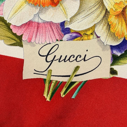 グッチ 大判スカーフ ストール  花柄 レッド GUCCI【AFI6】