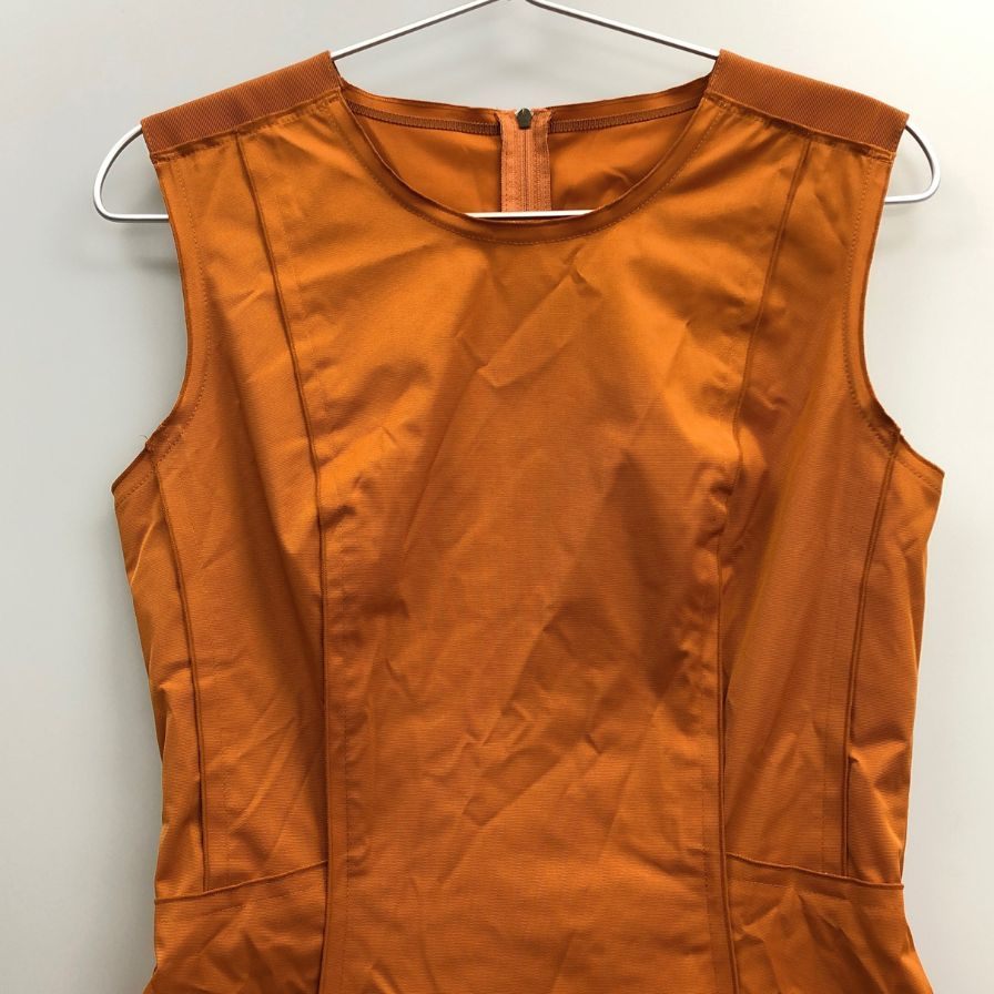 中古◆フォクシーニューヨーク オレンジ ノースリーブワンピース 23815-SPSAN57 40サイズ FOXEY NEWYORK 【AFB24】