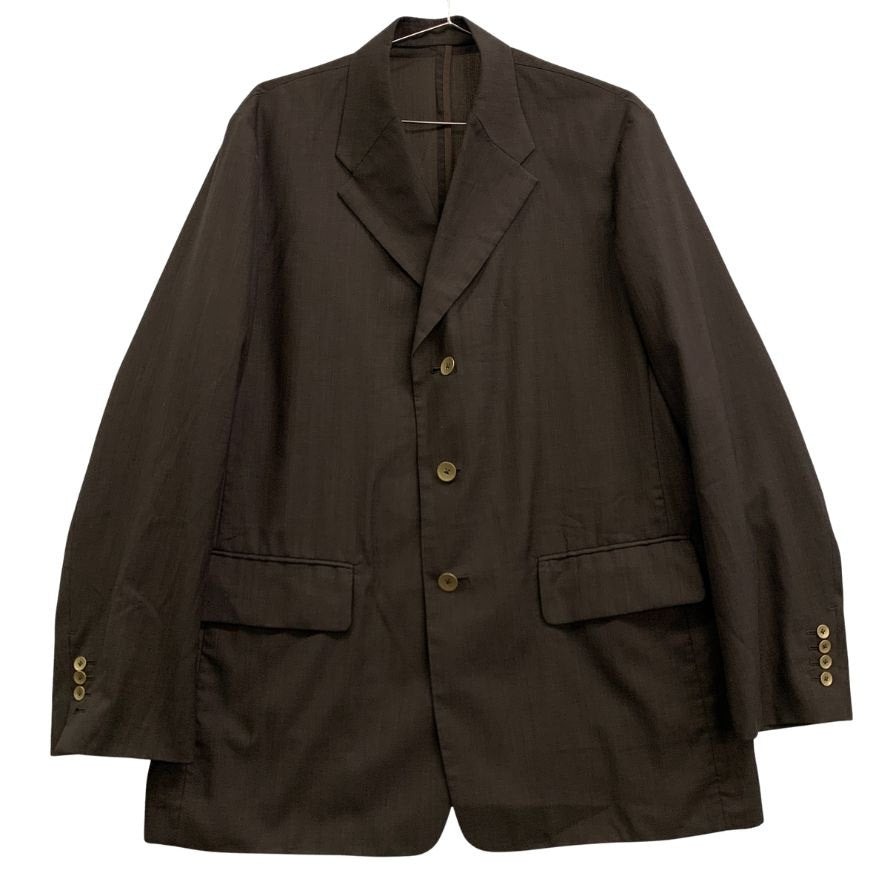 美品◆ビソウン SHEER WOOL UNCON JACKET ブラウン メンズ サイズ4 BISOWN 【AFB10】