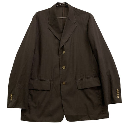 美品◆ビソウン SHEER WOOL UNCON JACKET ブラウン メンズ サイズ4 BISOWN 【AFB10】