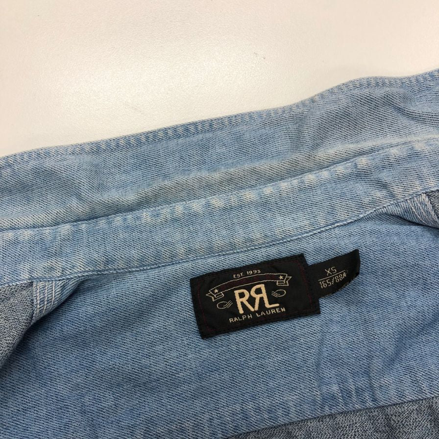 美品◆ダブルアールエル ラルフローレン 90S デニムシャツ ブルー系 メンズ サイズXS RRL RALPH LAUREN 【AFB1】