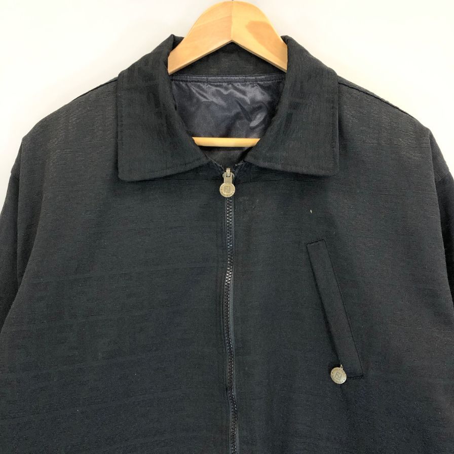 美品◆フェンディ ジーンズ リバーシブルブルゾン ズッカ柄 ブラック メンズ サイズ表記なし FENDI JEANS 【AFA6】