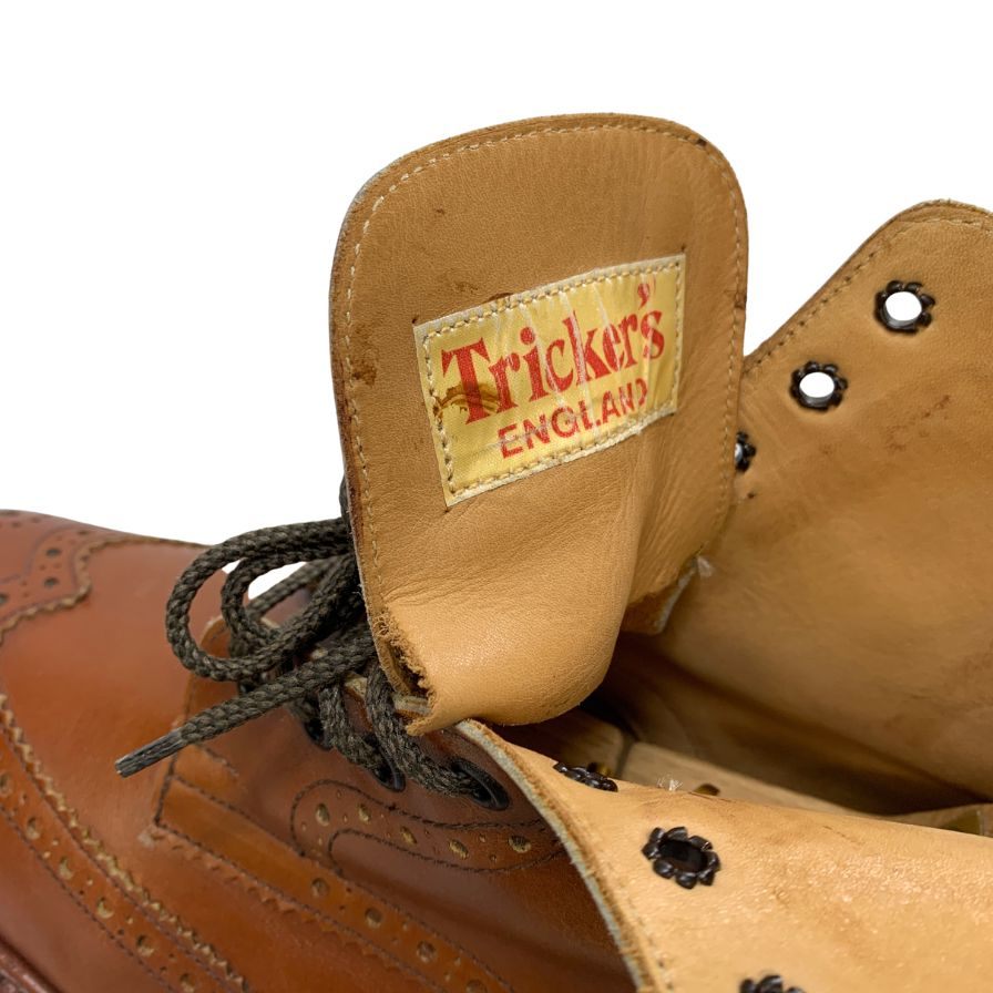 トリッカーズ カントリーブーツ M2508 ウィングチップ カーフ レザー メンズ サイズ UK8 アンティークブラウン Tricker’ｓ 約26.5cm【AFD9】