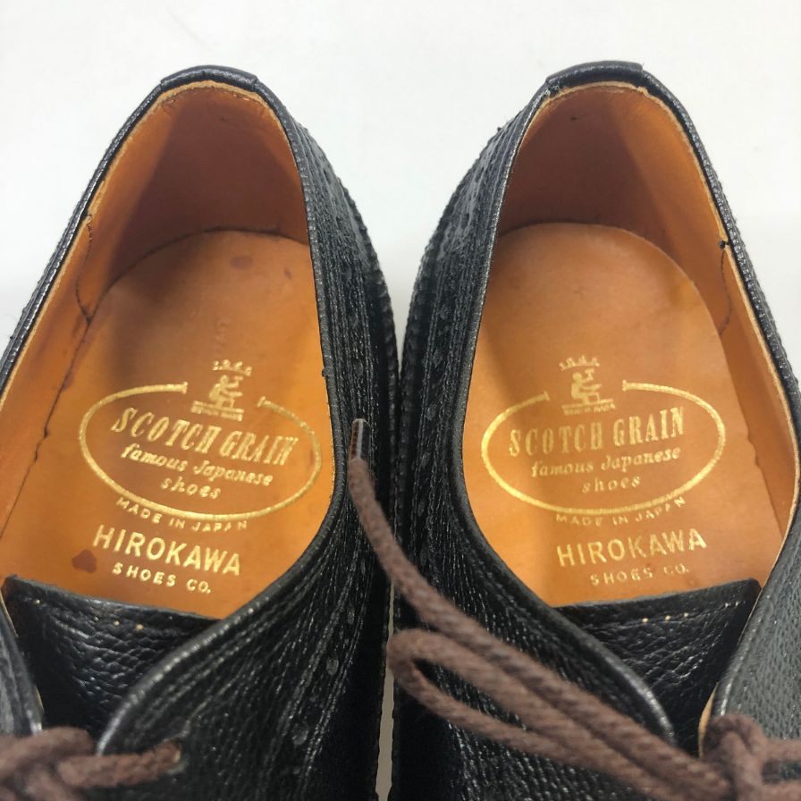 スコッチグレイン レザーシューズ ウィングチップ シボレザー 923 ブラック 25.5EE メンズ SCOTCH GARIN 約25.5cm【AFD9-2】