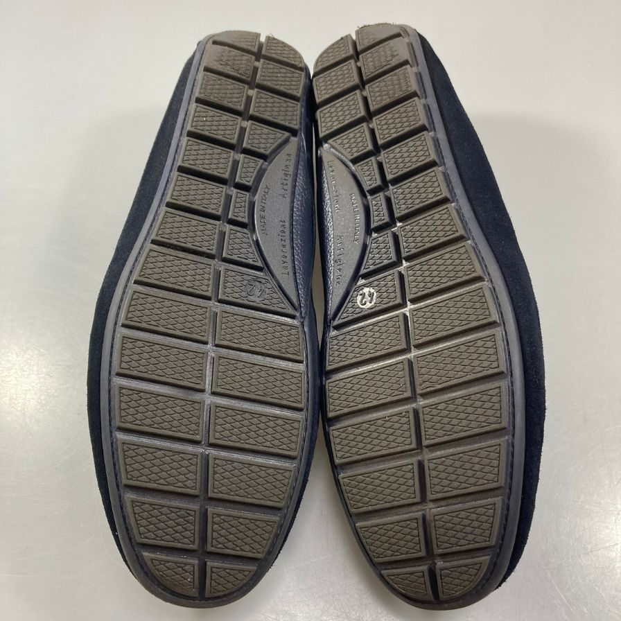 バーニーズニューヨーク ドライビングシューズ スエード モカシン メンズ ネイビー サイズ42 BARNEYS NEWYORK 約27.0cm【AFC32】