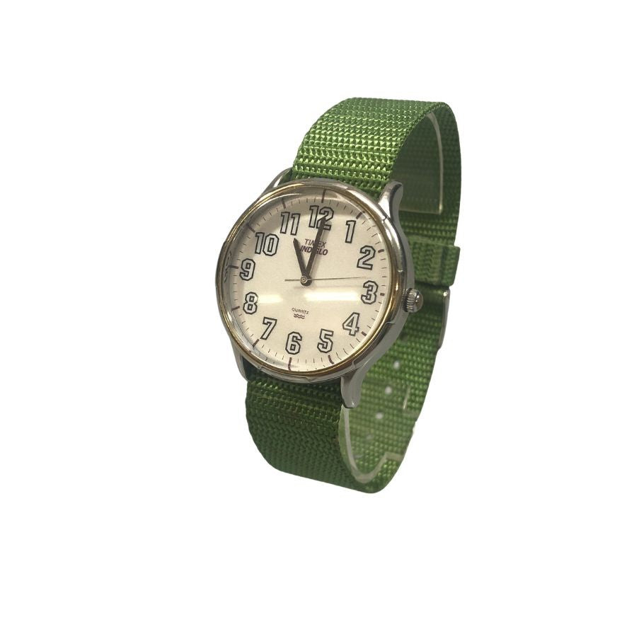 タイメックス 腕時計 INDIGLO クォーツ式 CR2016 CELL シルバー グリーン TIMEX【AFI27】