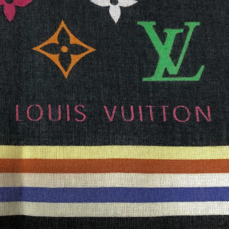 ルイ ヴィトン M71916 アイラブモノグラム スカーフ コットン ノワール Louis Vuitton【AFI12】