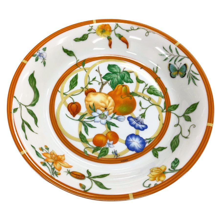 エルメス シエスタ ディーププレート 花柄 総柄 約19.5㎝ HERMES【AFI28】【中古】