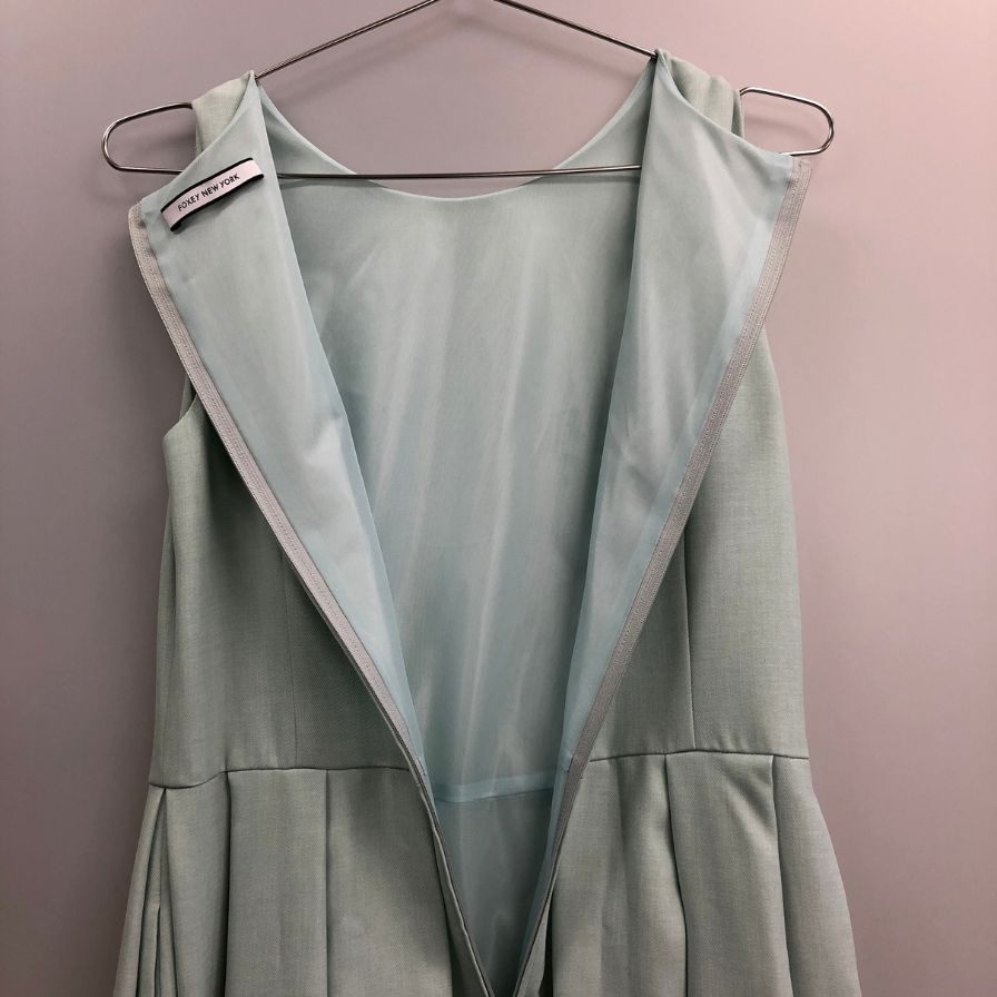 美品◆フォクシーニューヨーク ノースリーブワンピース 35722-NA0FG905L レディース ブルー サイズ40 FOXEY NEW YORK 【AFB36】