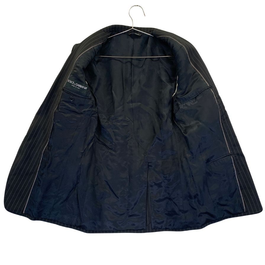 中古◆ドルチェ＆ガッバーナ MARTINI 2Bジャケット スーツ ストライプ メンズ サイズ 46 ブラック DOLCE&GABBANA 【AFA11】
