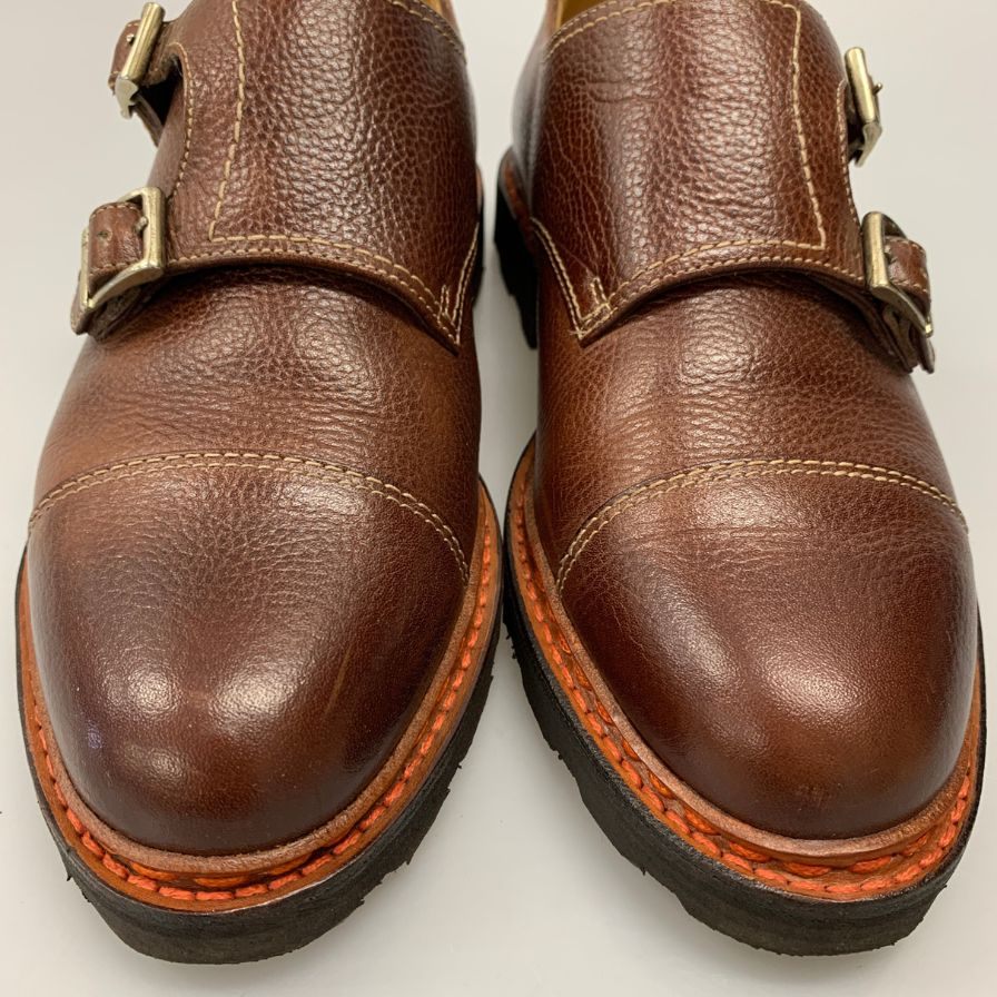 パラブーツ レザーシューズ ダブルモンクストラップ ウィリアム グレインレザー メンズ サイズ5.5 ブラウン Paraboot WILLIAM ビジネスシューズ 約24.5cm【LA】【中古】