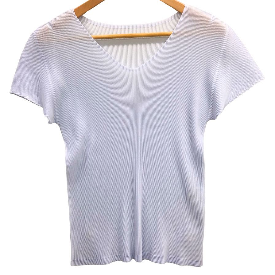 極美品◆プリーツプリーズ イッセイミヤケ カットソー PP53FK292 レディースサイズ 3 ライトブルー PLEATS PLEASE ISSEY MIYAKE 【AFB26】