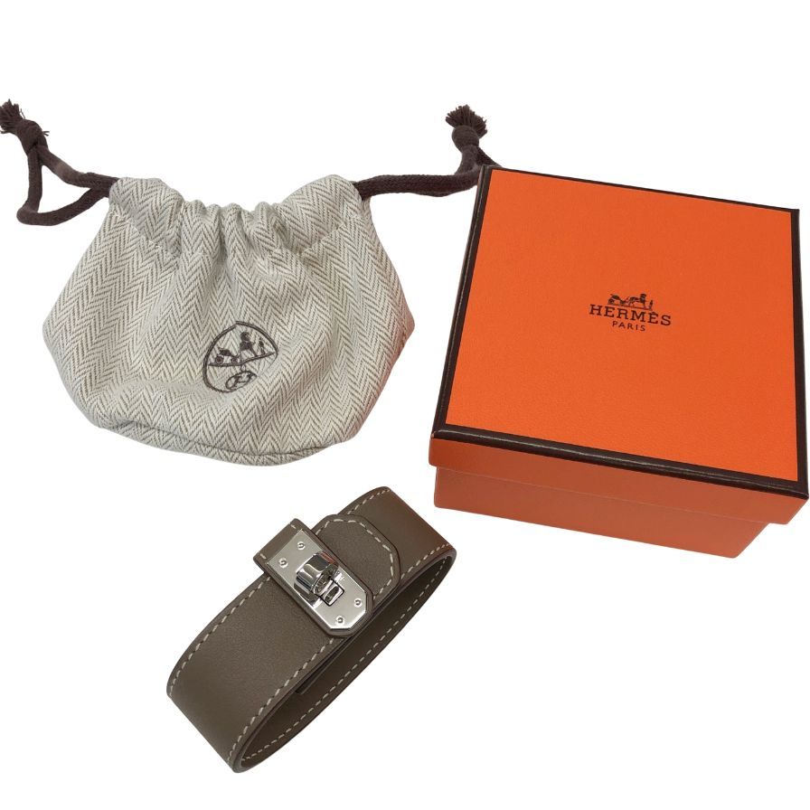 エルメス ブレスレット ケリーツイストPM エトゥープ シルバー金具 B刻印 HERMES