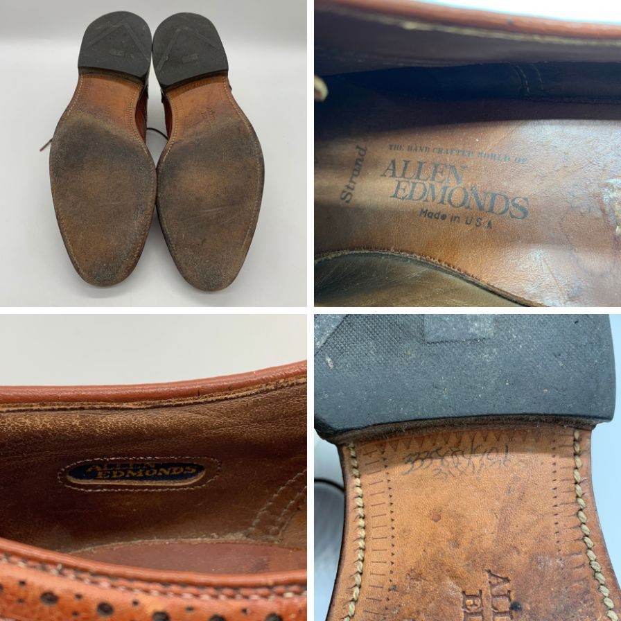 アレンエドモンズ レザーシューズ セミブローグ グレインレザー ライトブラウン メンズ サイズUS8D ALLEN EDMONDS 約26.0cm【YB6】