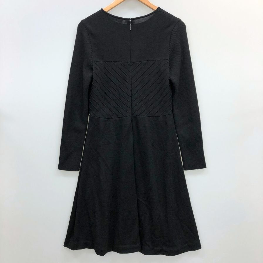 中古◆ルネ ワンピース 長袖 ウール ニット 背面ジップ ブラック レディース サイズ38 Rene 【AFB25】