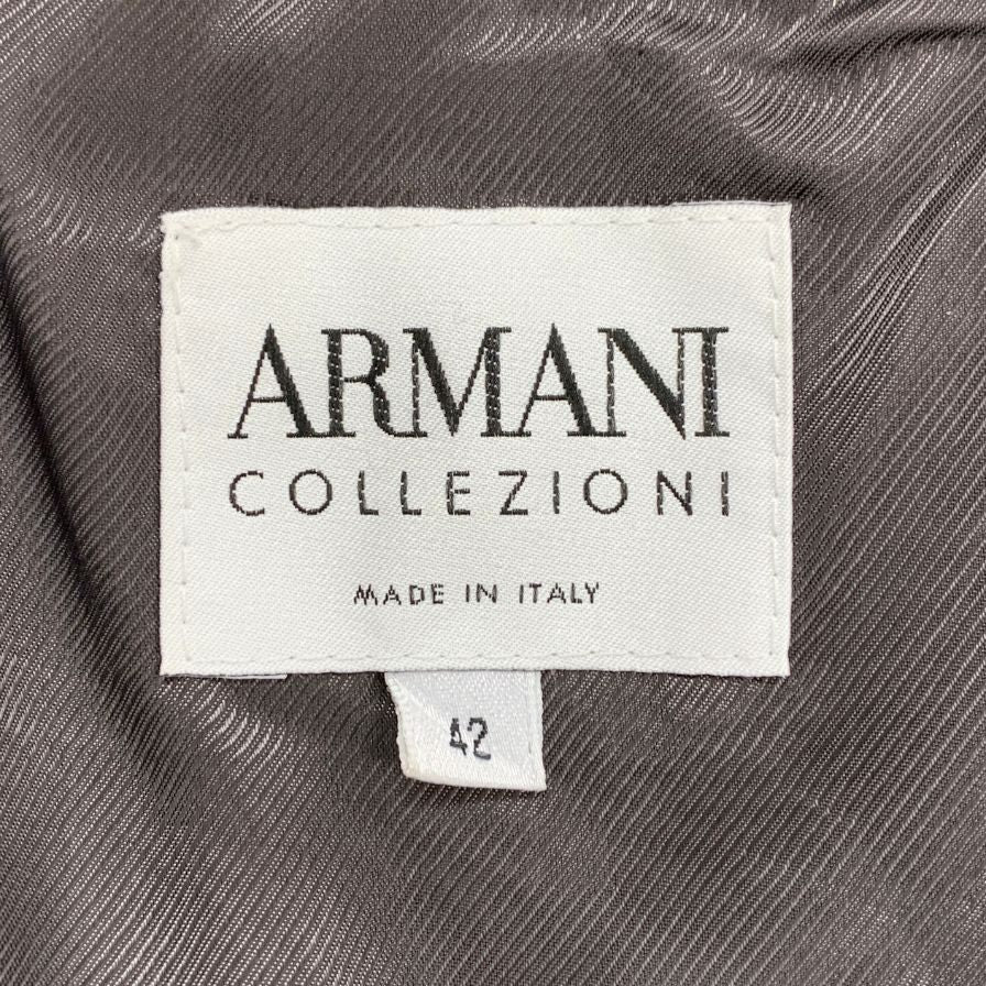 美品◆アルマーニ コレツィオーニ ロングコート ウール ノーカラー ロング丈 ブラウン レディース サイズ42 ARMANI COLLEZIONI 【AFA15】