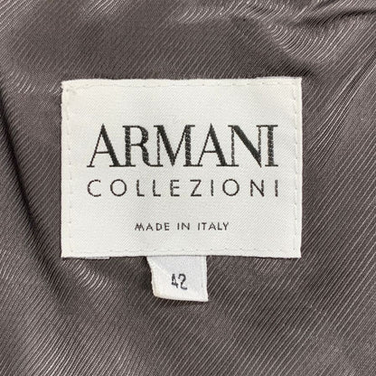 美品◆アルマーニ コレツィオーニ ロングコート ウール ノーカラー ロング丈 ブラウン レディース サイズ42 ARMANI COLLEZIONI 【AFA15】