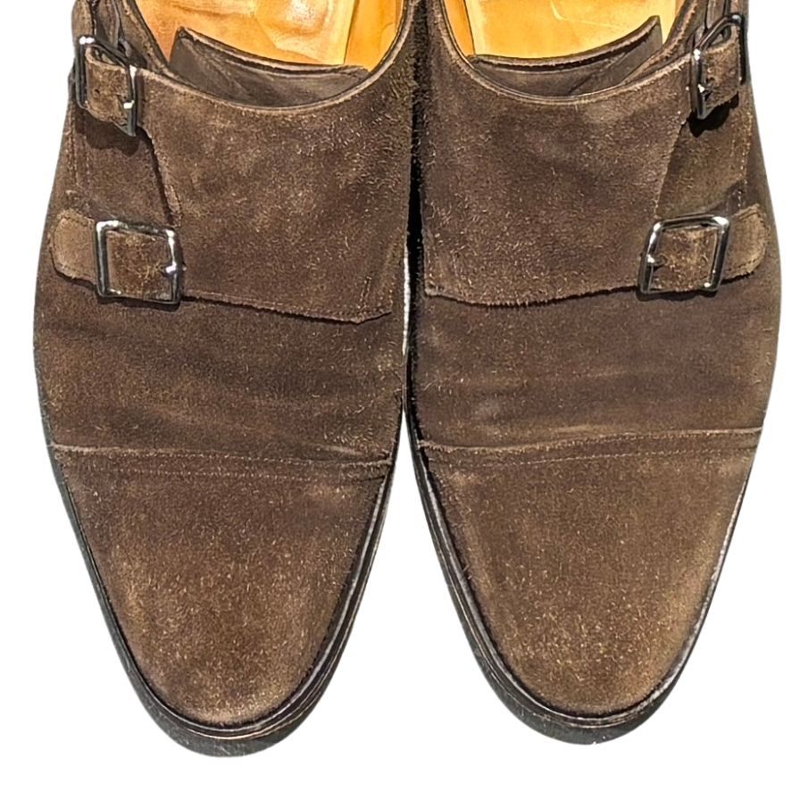 ジョンロブ レザーシューズ ダブルモンク ウィリアム スエード ブラウン メンズ サイズUK6E JOHN LOBB William ビジネスシューズ 約24.5cm【LA】【中古】