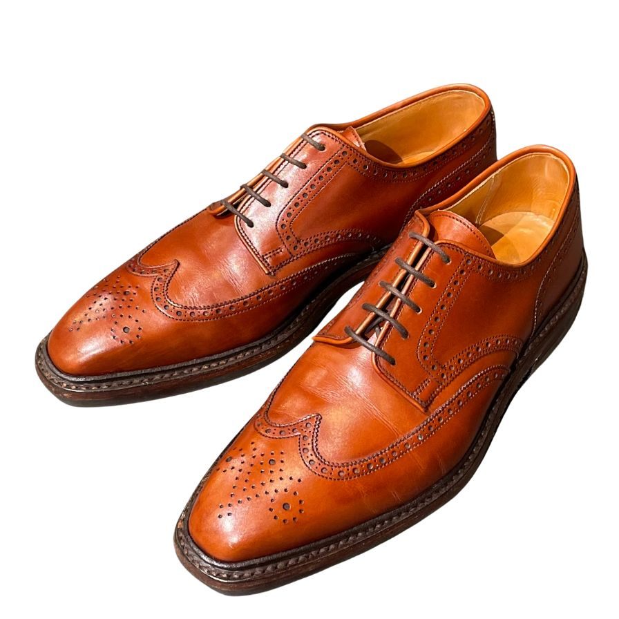 クロケット&ジョーンズ レザーシューズ EXMOOR ウイングチップ カーフ ブラウン メンズ サイズUK6.5E CROCKETT&JONES ビジネスシューズ 約25.0cm【LA】【中古】