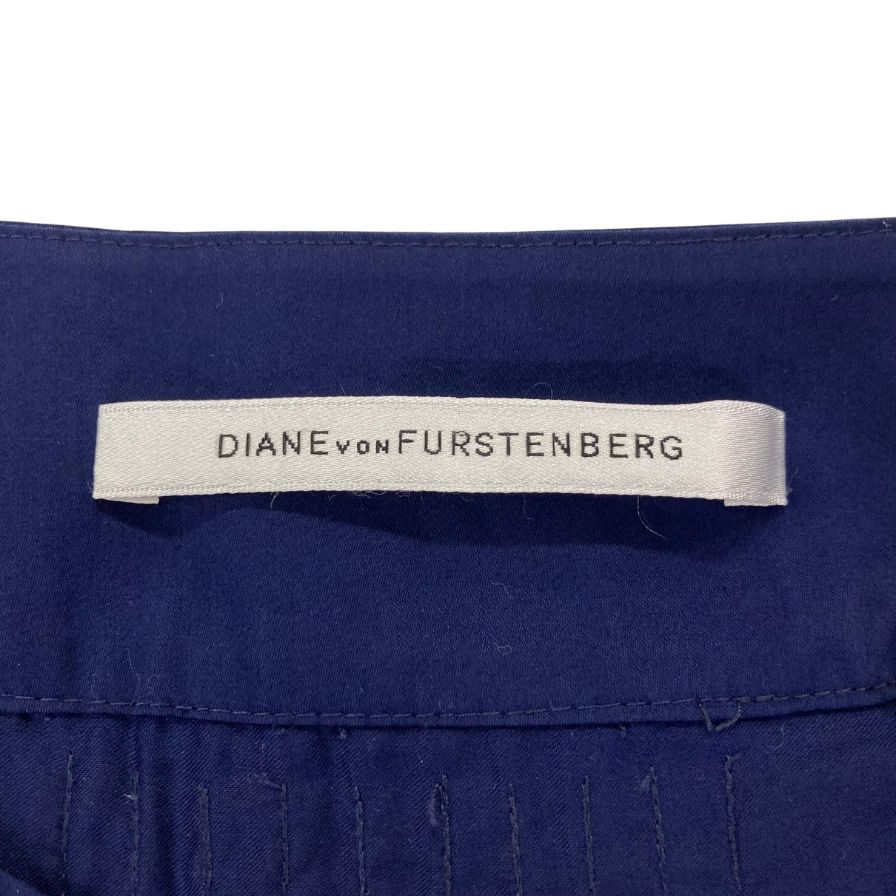 美品◆ダイアンフォンファステンバーグ ワンピース コットン ネイビー レディース サイズ2 DIANE von FURSTENBERG 【AFB39】