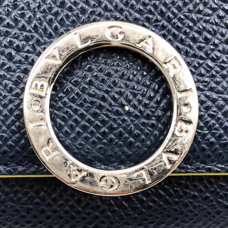 ブルガリ ロゴクリップ 三つ折り財布 レディース ネイビー×イエロー BVLGARI【AFI11】